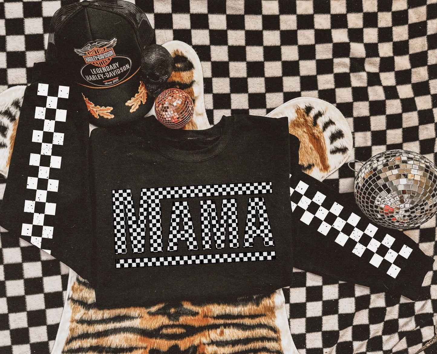Mama/Wifey checkered w/sleeve or without Black - Multiple Styles/Design